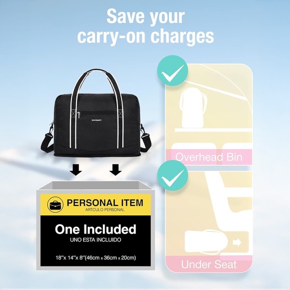 BAGSMART BlackFoldable Travel Duffel Bag - Picture 4 of 5